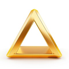 Wall Mural - A shiny golden triangular shape, symbolizing stability and balance. isolated on white background