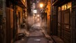 © Jakkarin - Dimly Lit Alley with Steamy Vents and Warm Glow at Night
