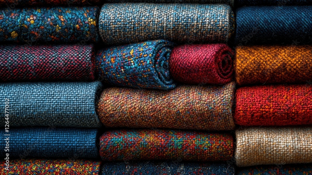 Different types of fabrics with a color palette texture map pattern ...