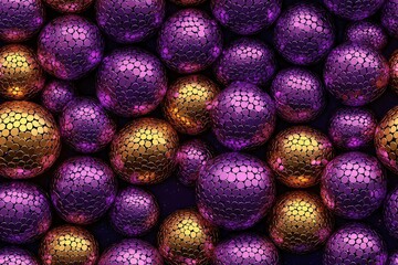 Wall Mural - Disco balls in purple and gold lighting seamless texture map pattern background