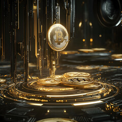 bitcoin in the digital realm: a conceptual art piece, highlighting bitcoin as a symbol of the future