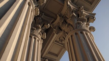 Poster - Grand corridor of classical columns stretching into the distance