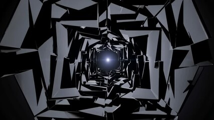 Aufkleber - Abstract tunnel of interconnected geometric frames leading to a glowing ligh