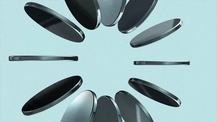 Wall Mural - Hyper 3D Visual Motion: Cinematic Shape Array with Sphere Coin Metal
