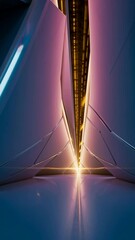 Aufkleber - Futuristic tunnel with glowing golden triangular frames