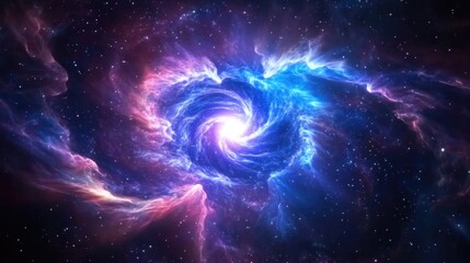 Wall Mural - Cosmic spiral galaxy formation outer space digital art colorful nebula wide angle astrophysics concept