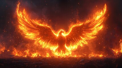 Wall Mural - vibrant neon phoenix speaker radiating soundwaves of fire and light symbolizing rebirth in music
