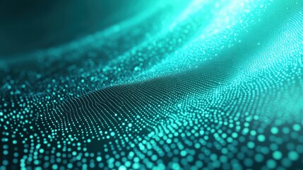 Abstract connected dots on bright turquoise background. Technology concept