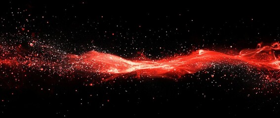 Wall Mural - red glowing light wave with bokeh effect on black background for banners or wallpapers