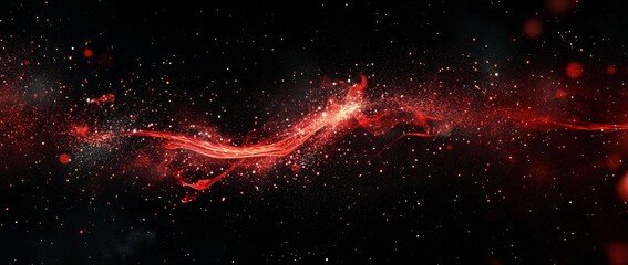 Wall Mural - red glowing light wave with bokeh effect on black background for banners or wallpapers