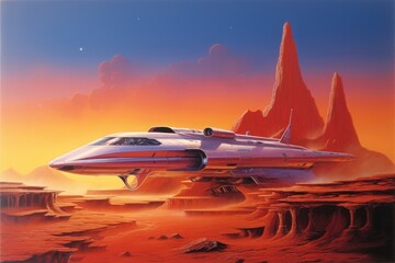 Wall Mural - fiction cover landscape mountain aircraft.