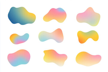 Wall Mural - colorful abstract gradient shapes arranged on a clean white background