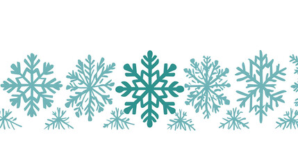 Wall Mural - Winter Holiday Snowflake Border in Teal Shades for Festive Decoration and Celebration Design