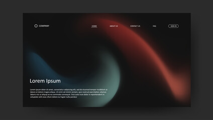 Wall Mural - Abstract wave retro design of landing page. fluid gradient dark concept website design