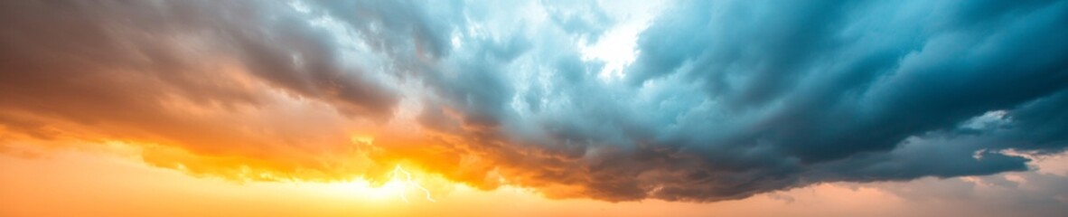 Aufkleber - Dynamic Weather Lightning Bolt in Stormy Sky with Dramatic Cloud Formations - Atmospheric Documentation for Meteorological Studies and Climate Impact Content