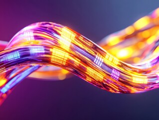 Poster - Vibrant LED Circuitry in Dynamic Waves Abstract Visuals for E-Sports Connectivity - Enhancing Digital Teamwork and Sustainable Gaming Solutions