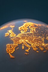 Aufkleber - Illuminated Data Globe Digital of Lit Map with Network Connections - Global Business Insight and Tech Innovation for Market Analysis