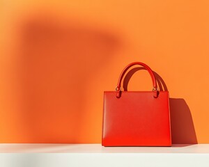 Aufkleber - Vibrant Contemporary Handbag Display Leather Texture and Metallic Accents on Minimalist Surface Luxury Fashion Content and Modern Accessories Promotion