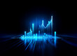 © joeycheung - Glowing blue bars form a data chart against a dark backdrop. Light streaks emanate, suggesting digital information flow, visualizing growth and decline in an abstract, futuristic style.