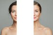 © millaf (Nemchinova) - Healthy woman before and after posing on white background. Two women portrait. Rejuvenation, cosmetic, medicine, anti aging and beauty concept