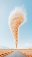 Leinwandbilder - Digital Art of Tornado Funnel on Open Road Atmospheric Power and Textures - Storm Chaser Creativity for Modern Weather Visualization and Environmental Awareness Campaigns