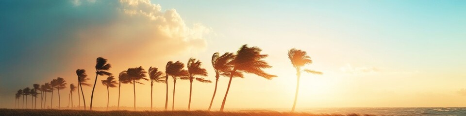 Aufkleber - Tropical Resilience Coastal Palm Trees in Hurricane Winds - Visual Aesthetics for Environmental Impact Reports and Dynamic Marketing Design