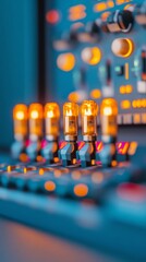 Aufkleber - Retro-Futuristic Industrial Panel Vintage Nixie Tubes with LED Interfaces on Metal - Cutting-Edge Data Visualization and Tech Decor for Innovative Workspaces
