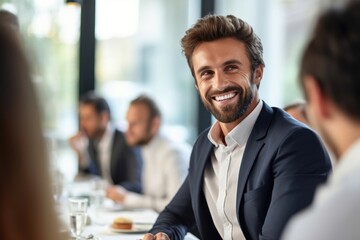 Wall Mural - Man smiling meeting adult smile.