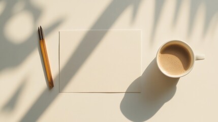 Poster - Minimalist Workspace Flatlay Handwritten Notes on Clean Paper with Coffee Cup - Elevate Personal Development and Inspirational Content for Modern Offices