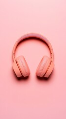 Aufkleber - Minimalist Headphone Display Sleek Wireless Audio on Pastel Surface - Modern Tech Showcase for Premium Listening Experience and Digital Marketing Content