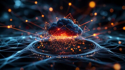 Aufkleber - Dynamic cloud-driven data visualization virtual environment digital art futuristic concept