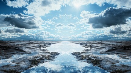 Aufkleber - Dissolving arrows of emptiness on the solitude plane reflection vast landscape serenity peaceful sky view