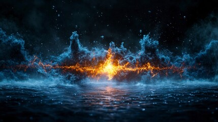 Poster - Melancholy energy release ocean surface digital art dark environment abstract viewpoint emotion concept