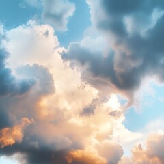 Leinwandbilder - Dramatic Sky Artistry Cloudscape of Cumulus and Cirrus Textures for Atmospheric Branding in Meteorological Content Creation and Nature-Inspired Marketing