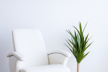 Aufkleber - Minimalist Medical Interior Modern White Examination Chair with Potted Plant - Clinical Excellence and Contemporary Healthcare Setting for Professional Practices