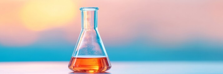 Aufkleber - Modern Chromatic Lab Setting Vibrant Flask on Gradient Surface for Advanced Scientific Visual Content - Laboratory Marketing and Educational Outreach in STEM Industries