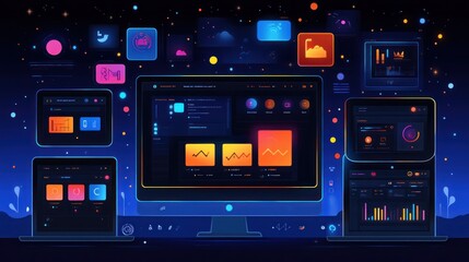 Neon UI Design: Futuristic Dashboard Interface