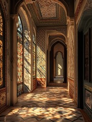 Wall Mural - Stained Glass Hallway