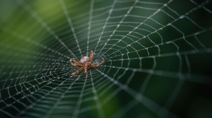 Intricate Spiderweb with Tiny Spider