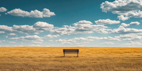 Wall Mural - Wooden Bench in Field