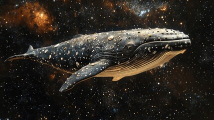 Wall Mural - humpback whale in galaxy,