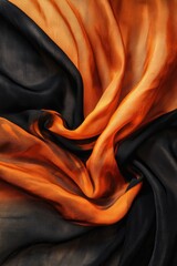 Canvas Print - Black and Orange Fabric Close Up