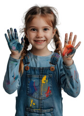 Wall Mural - Happy child with painted hands