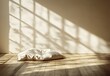 © Shrikant - Sunlight Shadow on Beige Wall Wooden Floor Pillow