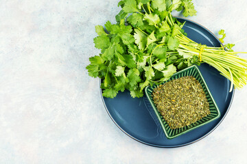 Wall Mural - Fresh and dry coriander cilantro.