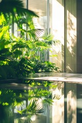 Wall Mural - Plants reflected in pool