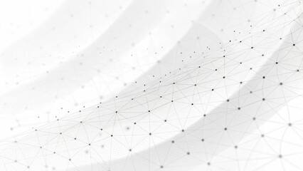 Wall Mural - abstract white background featuring interconnected lines and dots, creating a futuristic wave-like d
