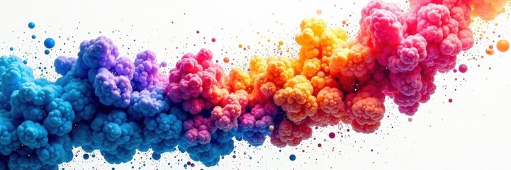 Wall Mural - Bold color explosions, flowing freely on white , blot, vibrant