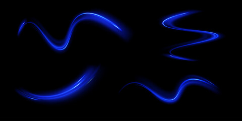Wall Mural - high speed concept in technological blue colors. illustration of light ray, stripe line with blue li