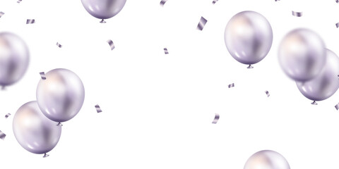 Wall Mural - banner template vector background design beautiful silver 3d balloon illustration